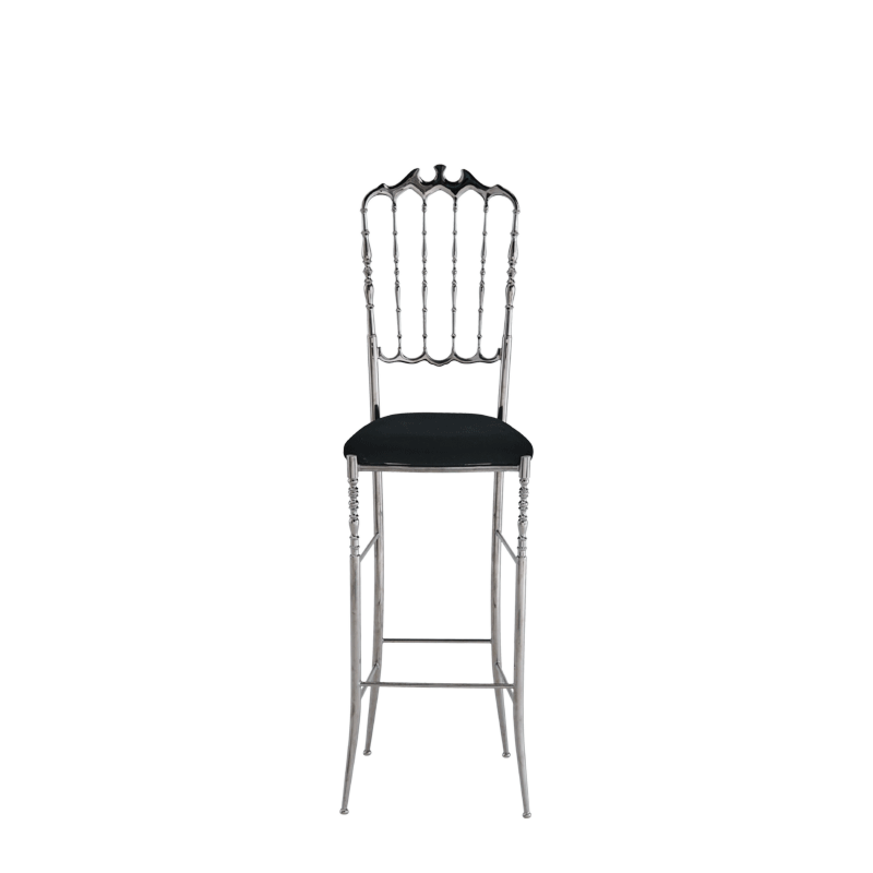 Napoleon Bar Stool in Chrome with Black Seat Pad