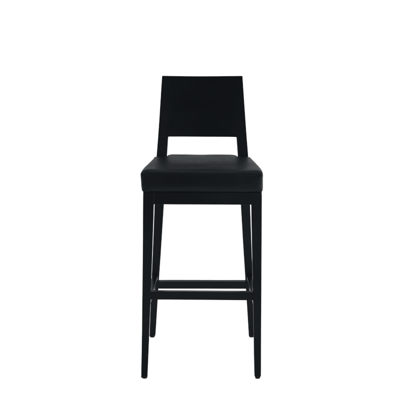 Porcino Bar Stool in Black with Black Seat Pad
