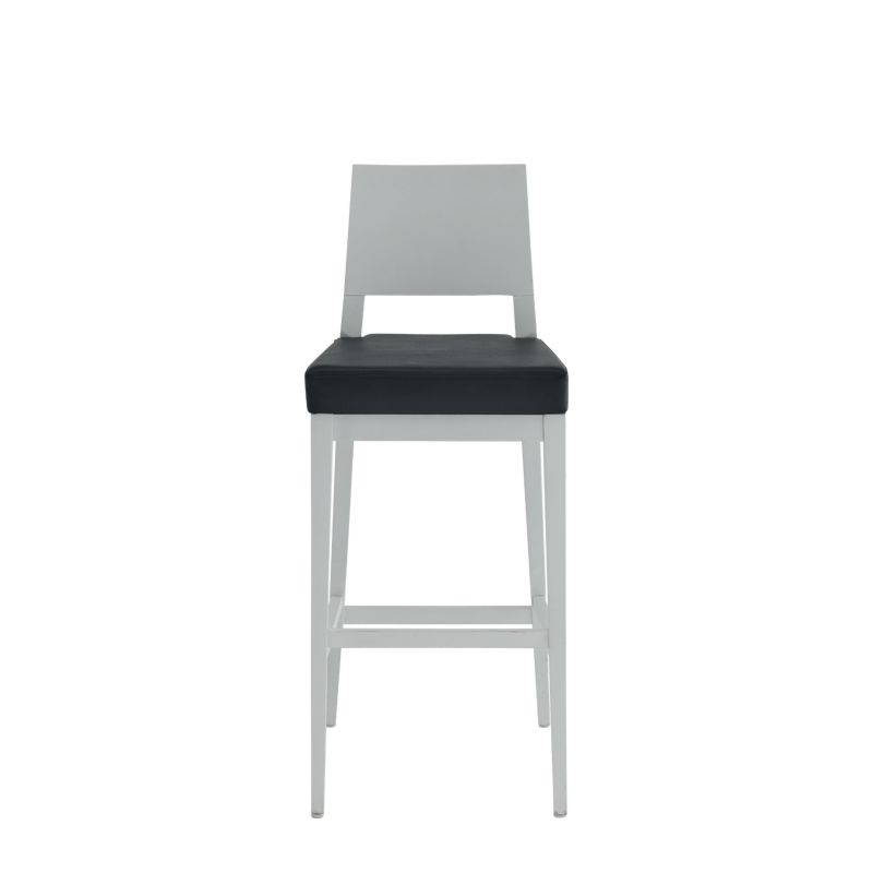 Porcino Bar Stool in White with Black Seat Pad