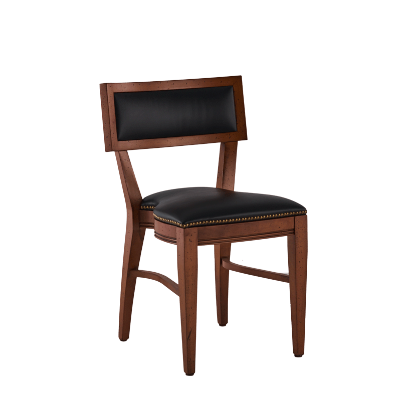 The Bogart Chair in Antique Wood with Black Seat Pad