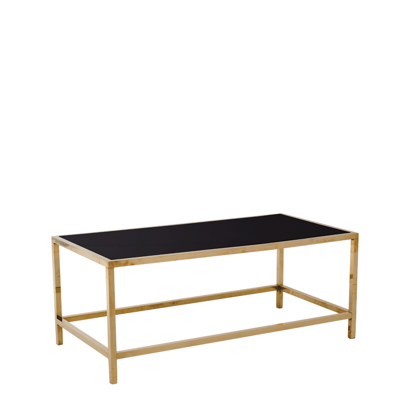 Unico Rectangular Coffee Table with Gold Frame and Black Top