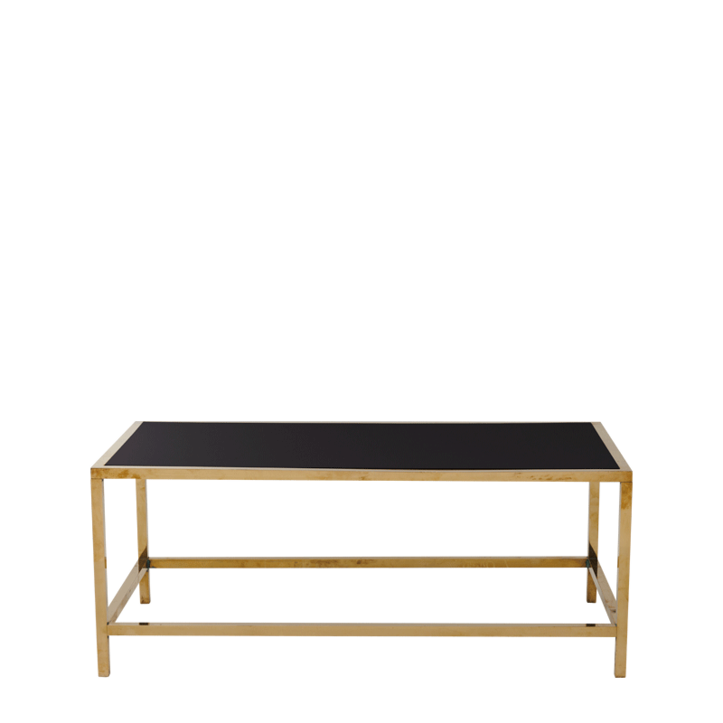 Unico Rectangular Coffee Table with Gold Frame and Black Top