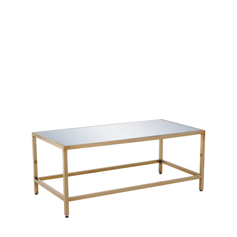 Unico Rectangular Coffee Table with Gold Frame and Silver Top