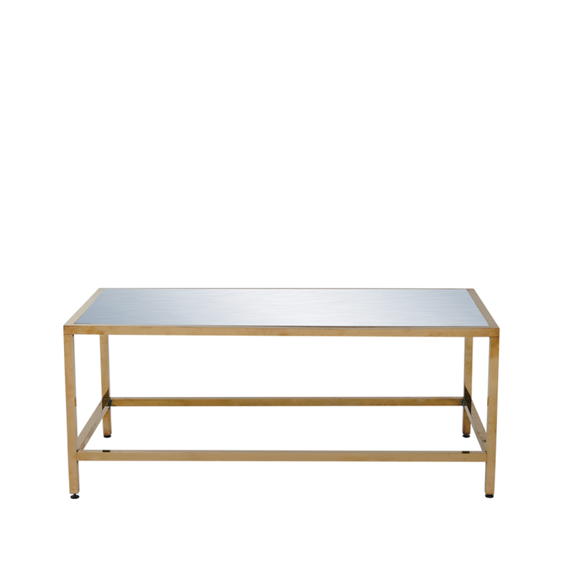 Unico Rectangular Coffee Table with Gold Frame and Silver Top
