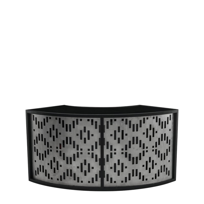 Unico Curved Bar with Black Frame and Etched Dark Front