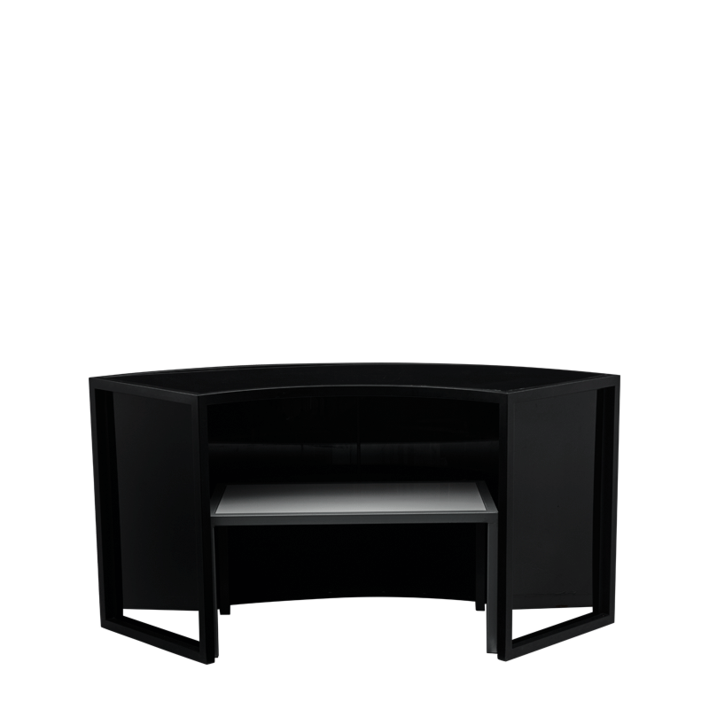 Unico Curved Bar with Black Frame and Etched Dark Front