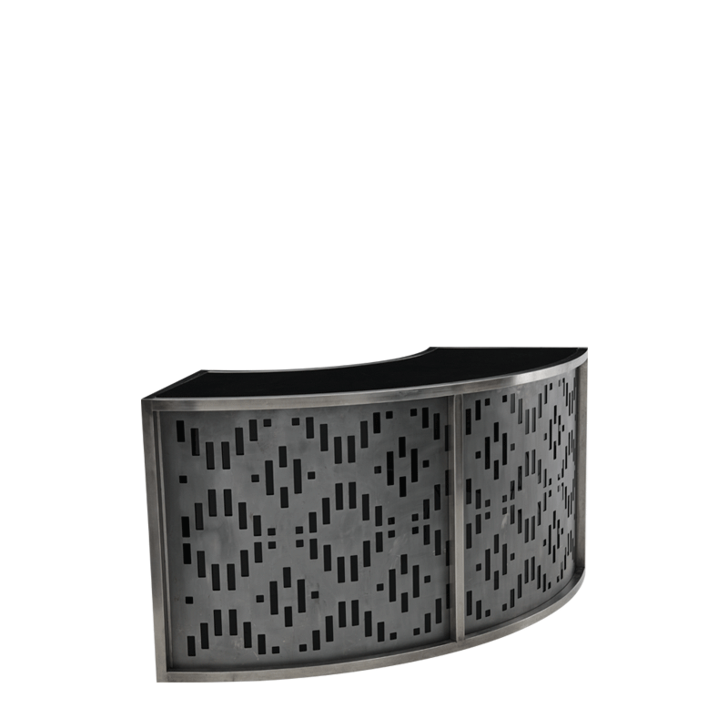 Unico Curved Bar with Stainless steel Frame and Etched Front