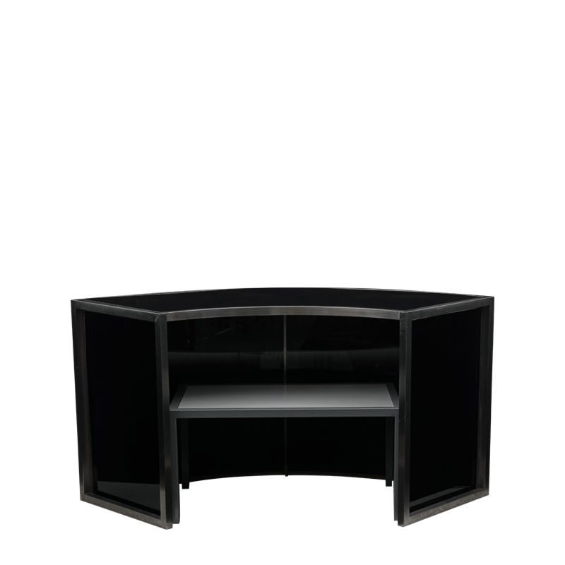 Unico Curved Bar with Stainless steel Frame and Etched Front
