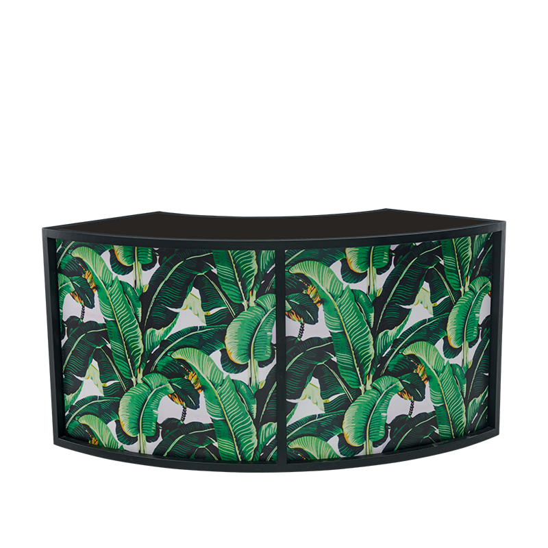 Unico Curved Bar with Black Frame and Palm Leaf Front
