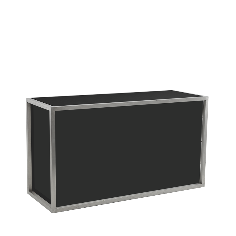 Unico Rectangular Bar with Stainless Steel Frame and Black Panels
