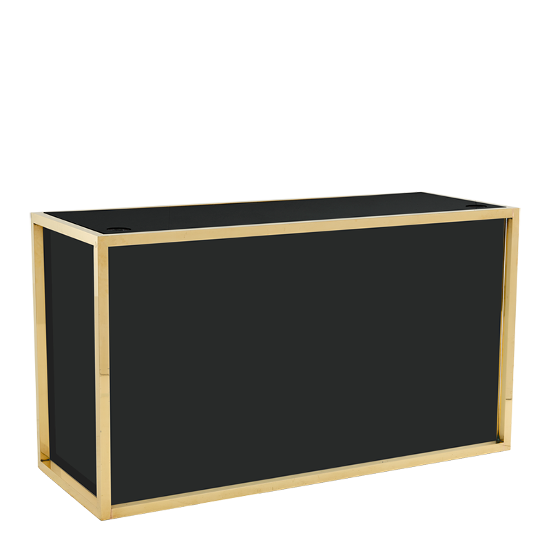Unico DJ Booth with Gold Frame and Black Panels