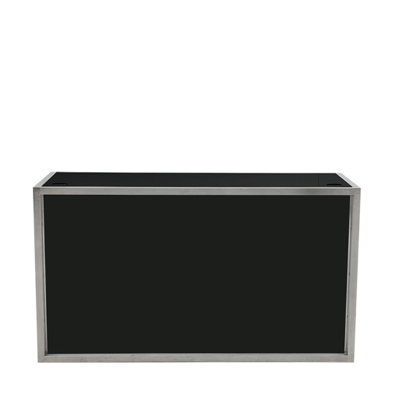 Unico DJ Booth with Stainless Steel Frame and Black Panels