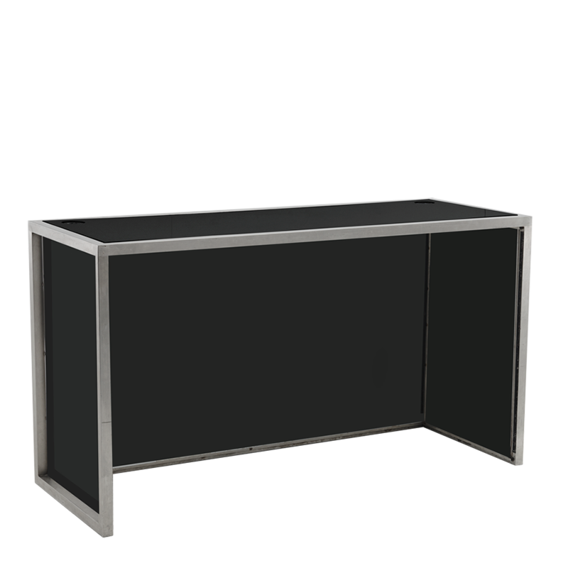 Unico DJ Booth with Stainless Steel Frame and Black Panels