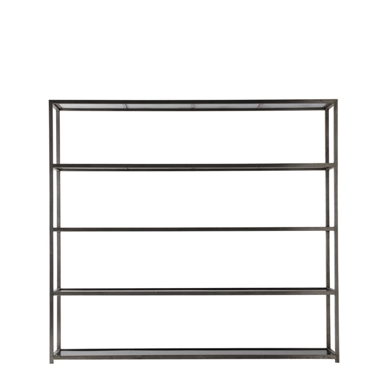 Unico Shelving Unit with Stainless Steel Frame and Black Panels