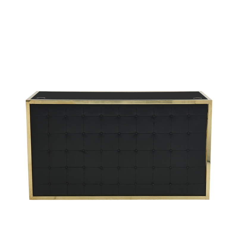 Unico DJ Booth with Gold Frame and Black Upholstered Panels