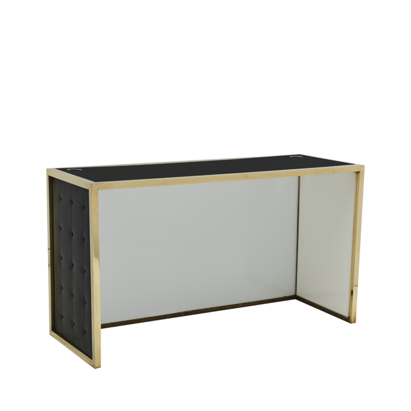Unico DJ Booth with Gold Frame and Black Upholstered Panels