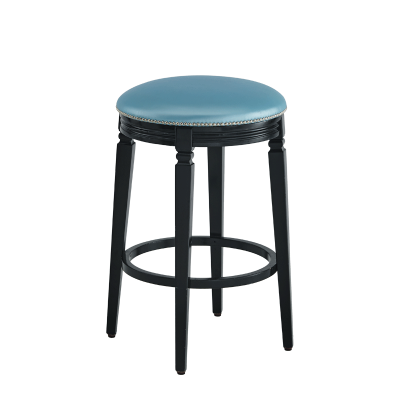 Beli Bar Stool Black with Blue Seat Pad