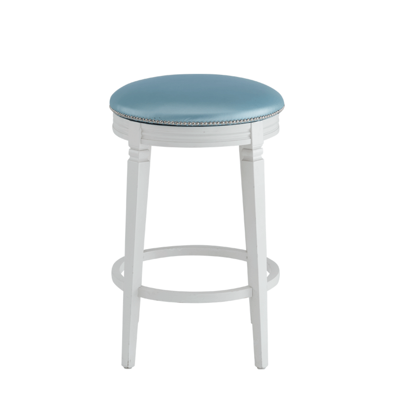 Beli Bar Stool White with Blue Seat Pad