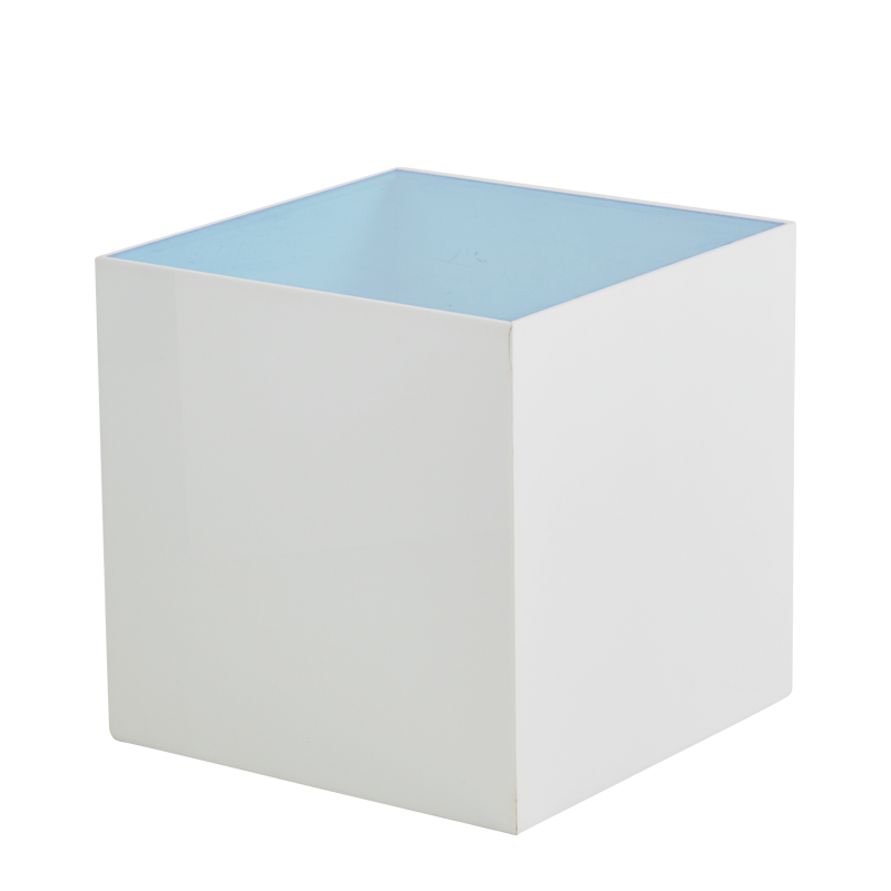 Seattle Cube Plinth in White with Light Blue Top