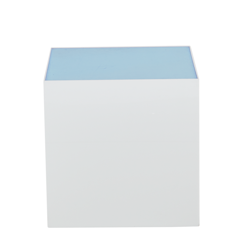 Seattle Cube Plinth in White with Light Blue Top