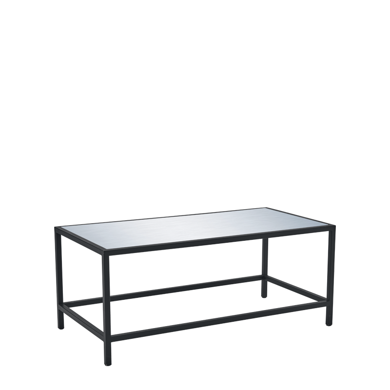 Unico Rectangular Coffee Table with Black Frame and Silver Top