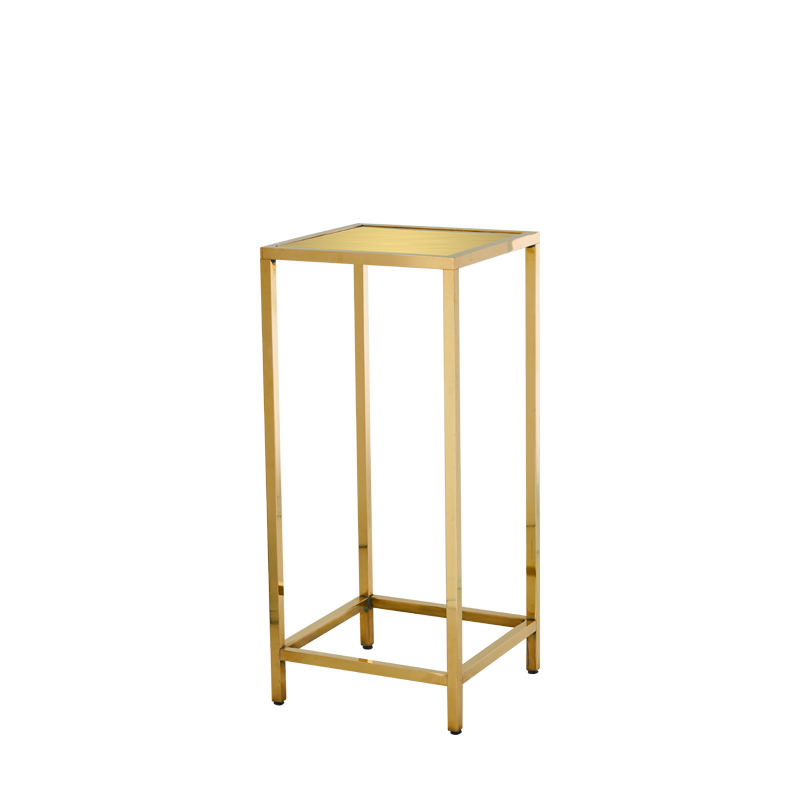 Unico Square Poseur Table with Gold Frame and Gold Top