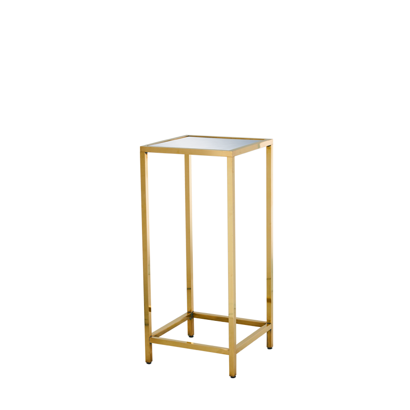 Unico Square Poseur Table with Gold Frame and Silver Top