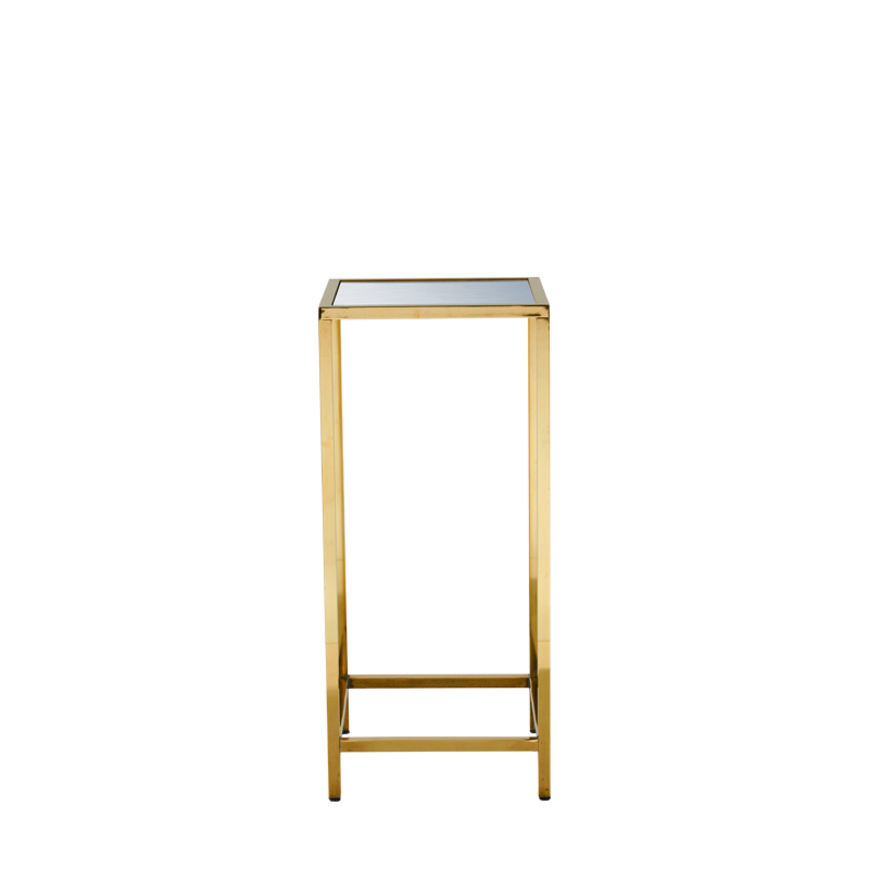 Unico Square Poseur Table with Gold Frame and Silver Top