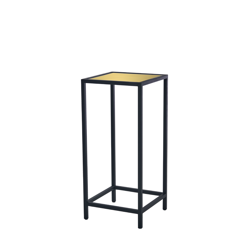 Unico Square Poseur Table with Black Frame and Gold Top