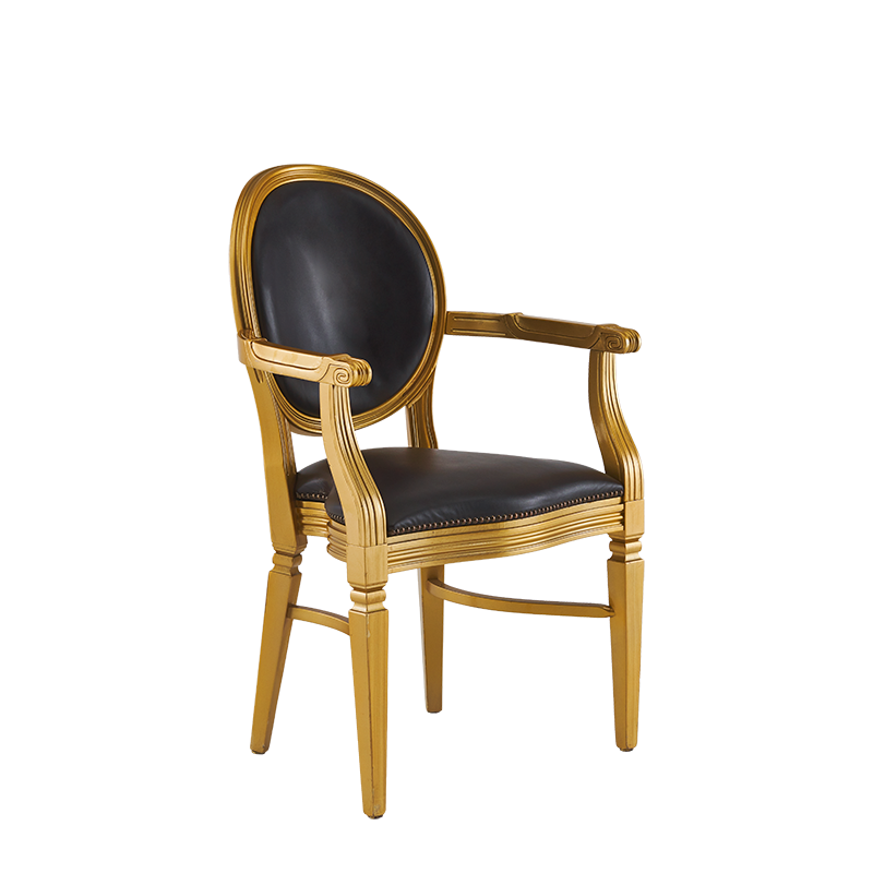 Chandelle Armchair in Gold with Brown Seat Pad