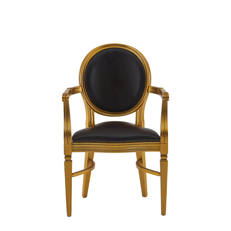 Chandelle Armchair in Gold with Brown Seat Pad
