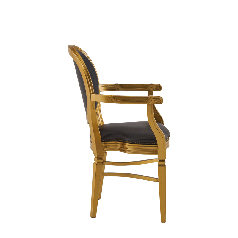 Chandelle Armchair in Gold with Brown Seat Pad