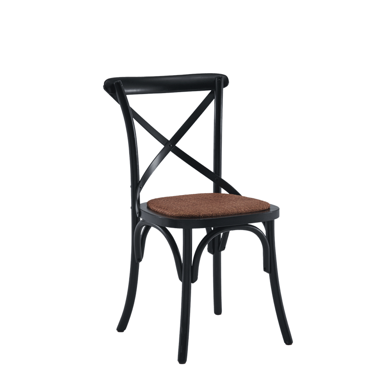 Coco Chair in Black with Cane Work Seat Pad