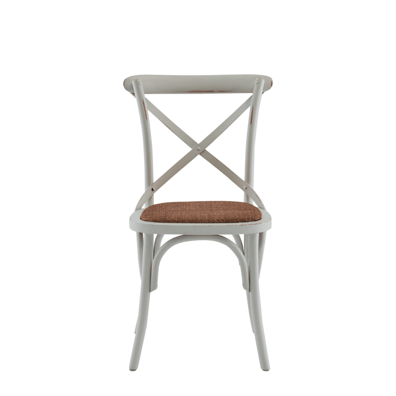 Coco Chair in White with Cane Work Seat Pad