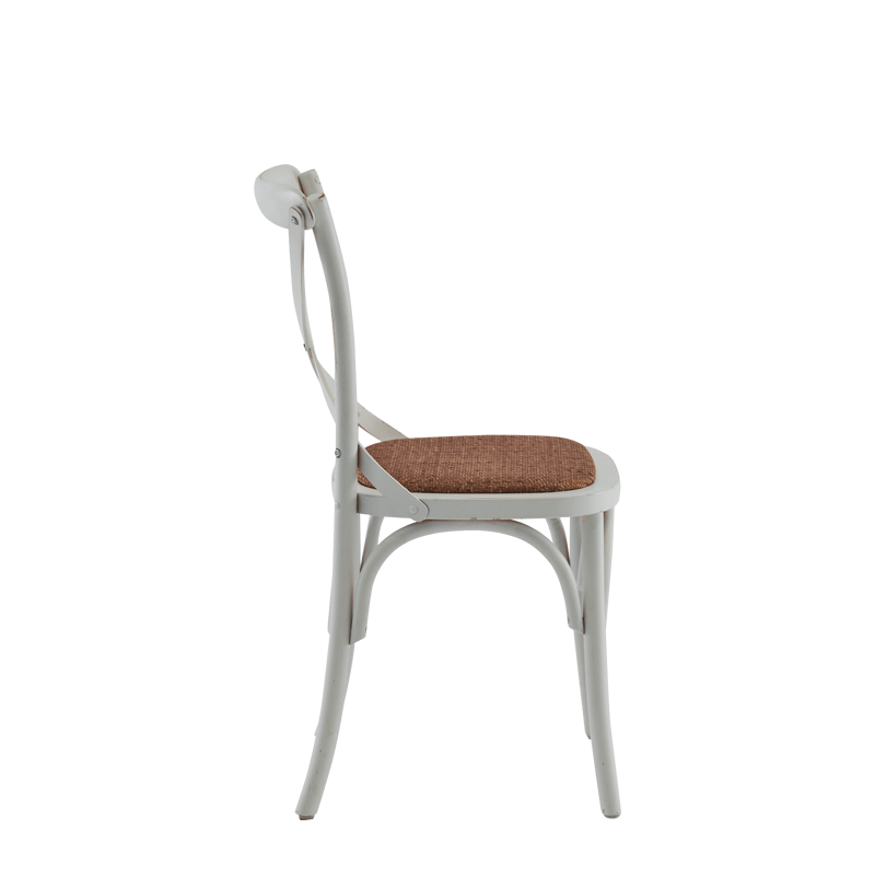 Coco Chair in White with Cane Work Seat Pad
