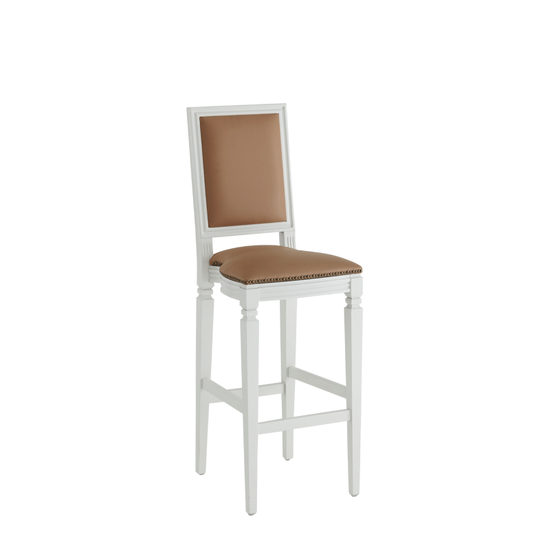 CKC Bar Stool in White with Caramel Seat Pad