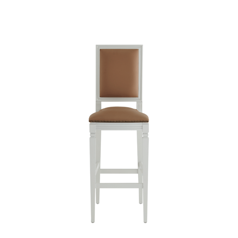 CKC Bar Stool in White with Caramel Seat Pad