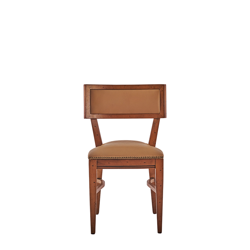 The Bogart Chair in Antique Wood with Caramel Seat Pad