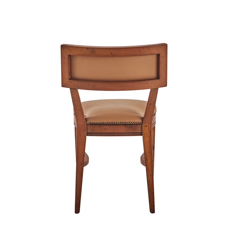 The Bogart Chair in Antique Wood with Caramel Seat Pad
