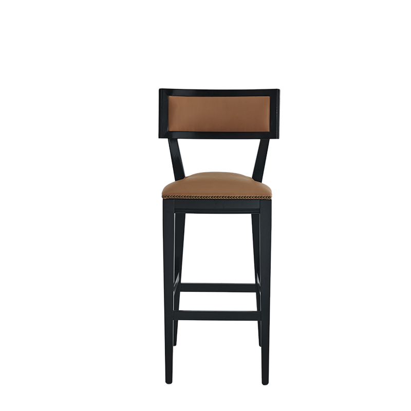The Bogart Bar Stool in Black with Caramel Seat Pad