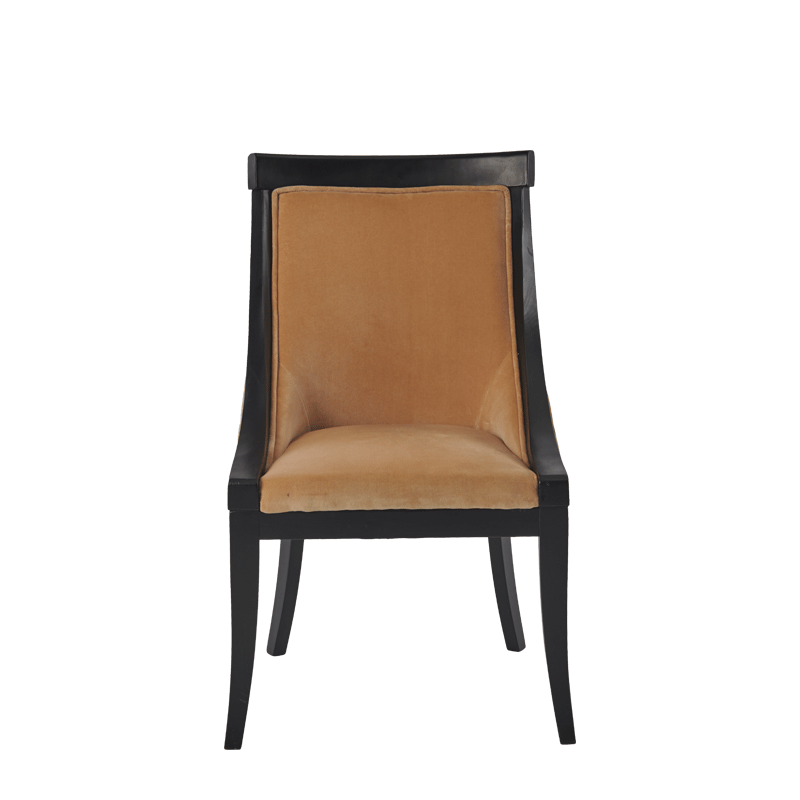 Sabrina Chair in Black with Caramel Velvet Seat Pad