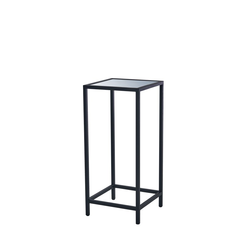 Unico Square Poseur Table with Black Frame and Silver Top