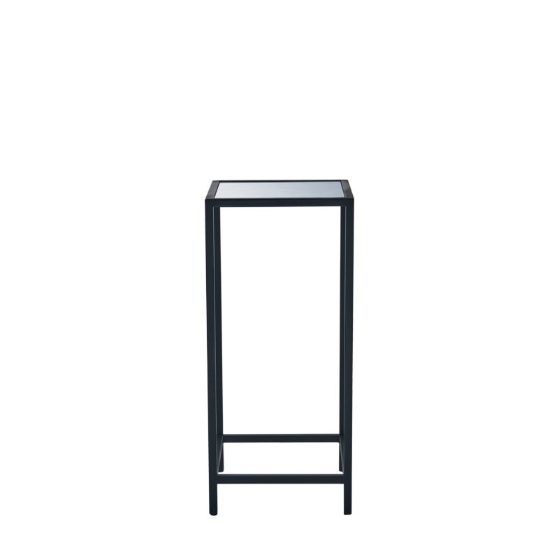 Unico Square Poseur Table with Black Frame and Silver Top