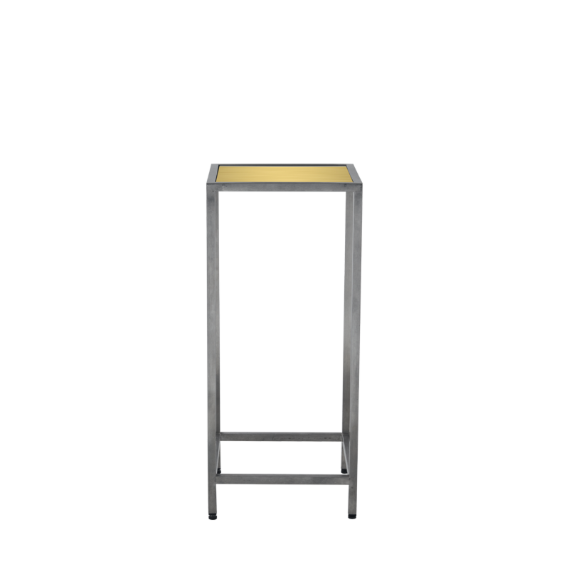 Unico Square Poseur Table with Stainless Steel Frame and Gold Top