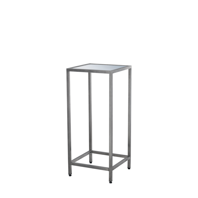 Unico Square Poseur Table - Stainless Steel Frame - Silver Top