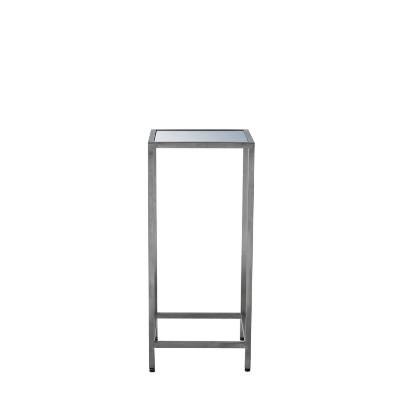 Unico Square Poseur Table - Stainless Steel Frame - Silver Top