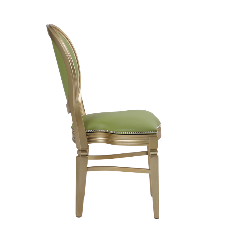 Chandelle Chair in Gold with Chartreuse Green Seat Pad