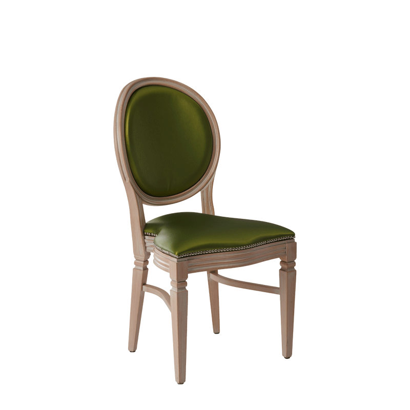 Chandelle Chair in Ivory with Chartreuse Green Seat Pad
