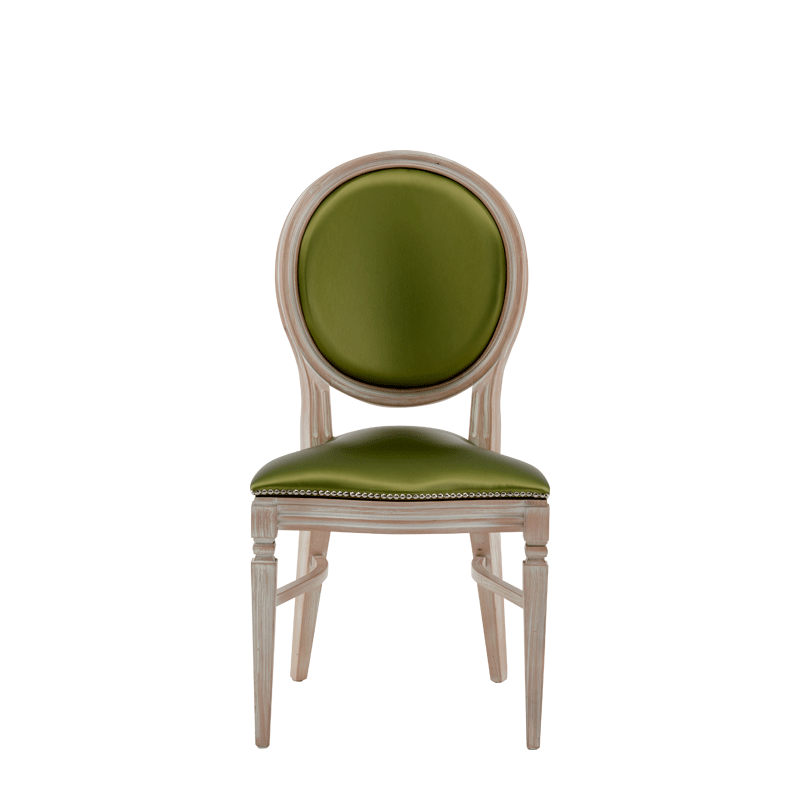 Chandelle Chair in Ivory with Chartreuse Green Seat Pad