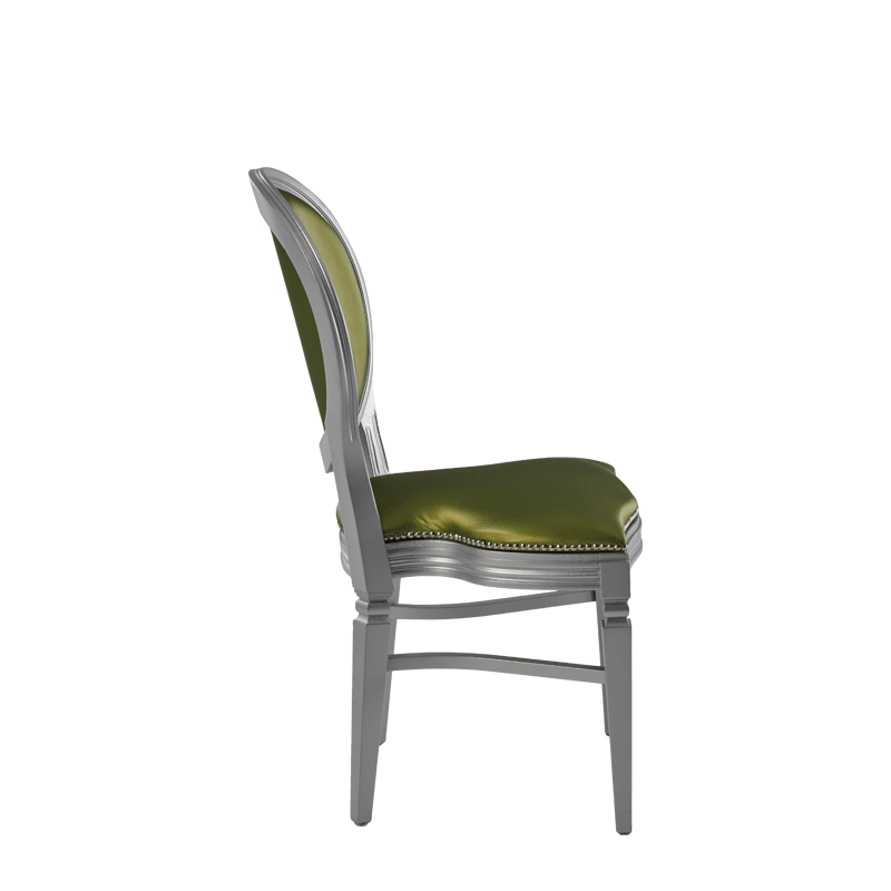 Chandelle Chair in Silver with Chartreuse Green Seat Pad